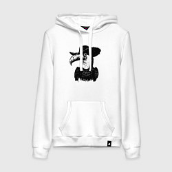 Толстовка-худи хлопковая женская Тукан ковбой, цвет: белый