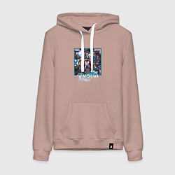 Толстовка-худи хлопковая женская Сюэй, цвет: пыльно-розовый