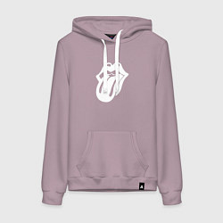 Толстовка-худи хлопковая женская Rolling Stones - white logo, цвет: сиреневый