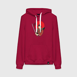 Толстовка-худи хлопковая женская Гордый самурай, цвет: маджента