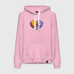 Толстовка-худи хлопковая женская Dog cat love, цвет: светло-розовый