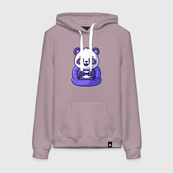 Толстовка-худи хлопковая женская Панда игроман, цвет: сиреневый