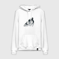 Толстовка-худи хлопковая женская Бурый в гневе, цвет: белый