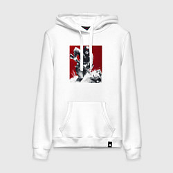 Толстовка-худи хлопковая женская Советский солдат в День Победы, цвет: белый