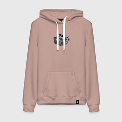 Толстовка-худи хлопковая женская Кот t-1000, цвет: пыльно-розовый