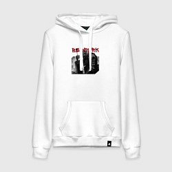 Толстовка-худи хлопковая женская Берсерк Гатс с мечом, цвет: белый