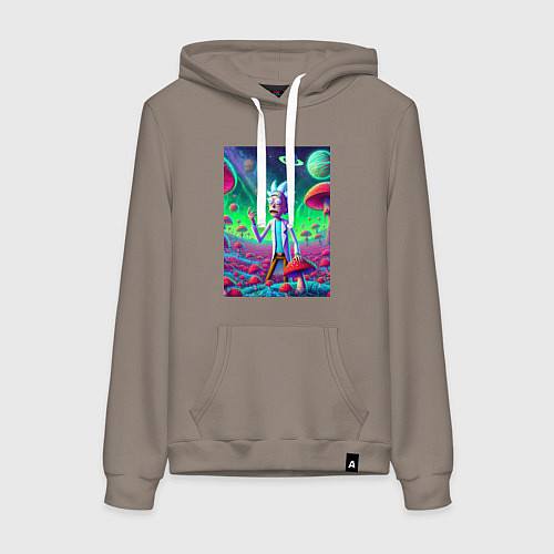 Женская толстовка-худи Рик потерял Морти на грибной планете / Утренний латте – фото 1