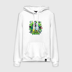 Толстовка-худи хлопковая женская Rick and Morty - we are Venom portal, цвет: белый