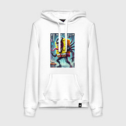 Толстовка-худи хлопковая женская Bob-Venom - cyberpunk, цвет: белый