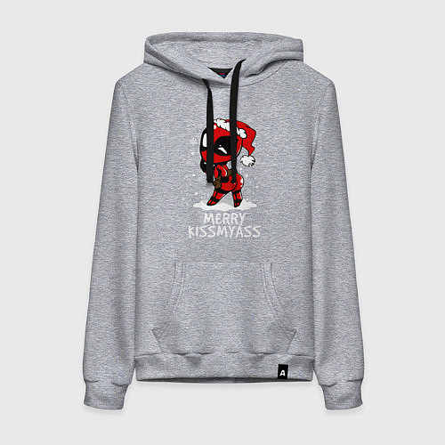 Женская толстовка-худи Deadpool - merry kiss my ass / Меланж – фото 1