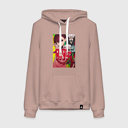 Толстовка-худи хлопковая женская Momo Ayase х Ken Takakura, цвет: пыльно-розовый