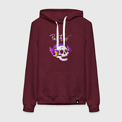 Толстовка-худи хлопковая женская Pink Floyd - неоновый череп, цвет: меланж-бордовый