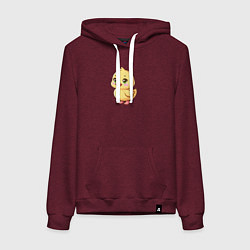 Толстовка-худи хлопковая женская Желтая уточка, цвет: меланж-бордовый