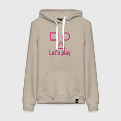 Толстовка-худи хлопковая женская Давай сыграем, цвет: миндальный