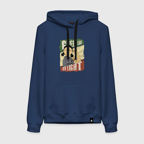 Женская толстовка-худи Зелёный и красный свет / Тёмно-синий – фото 1