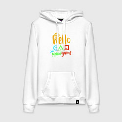 Толстовка-худи хлопковая женская Hello squid game, цвет: белый