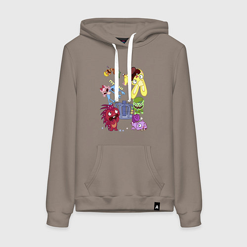 Женская толстовка-худи Happy three friends - carousel / Утренний латте – фото 1