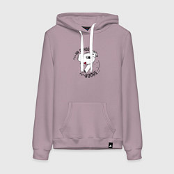 Толстовка-худи хлопковая женская Пара на одной волне - наушник правый для пары, цвет: сиреневый