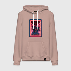 Толстовка-худи хлопковая женская Stranger Things - Eddie Munson, цвет: пыльно-розовый