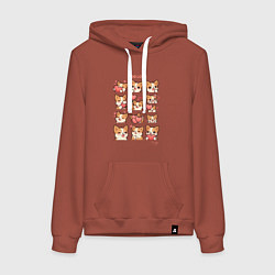 Толстовка-худи хлопковая женская Милая собачка с сердечками, цвет: кирпичный