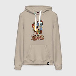 Толстовка-худи хлопковая женская Flapjack - heart candies, цвет: миндальный