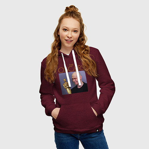 Женская толстовка-худи Оскар Юры - мем / Меланж-бордовый – фото 3