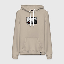 Толстовка-худи хлопковая женская Дикая страна, цвет: миндальный