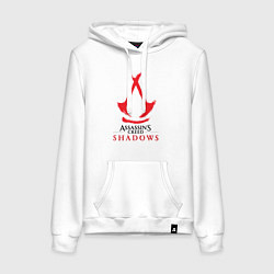 Толстовка-худи хлопковая женская Assassins Creed Shadows - badge, цвет: белый