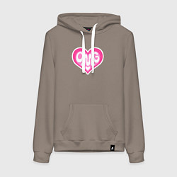 Толстовка-худи хлопковая женская Oh my god love, цвет: утренний латте