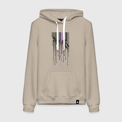 Толстовка-худи хлопковая женская Штрихкод зебра, цвет: миндальный