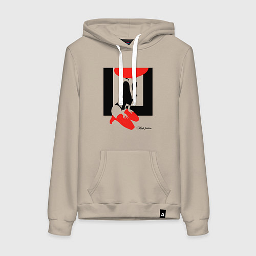 Женская толстовка-худи Девушка в красной шляпе / Миндальный – фото 1