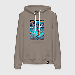 Толстовка-худи хлопковая женская Skeleton Rick and Morty - ai art fantasy, цвет: утренний латте