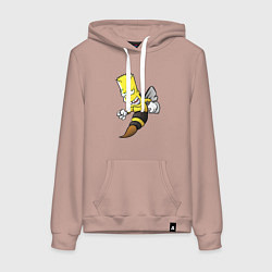 Толстовка-худи хлопковая женская Барт Симпсон шершень - перевоплощение, цвет: пыльно-розовый