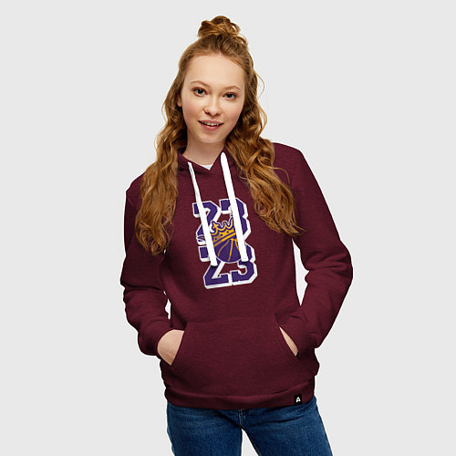 Женская толстовка-худи Король Леброн Джеймс / Меланж-бордовый – фото 3