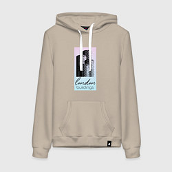 Толстовка-худи хлопковая женская Строения Лондона, цвет: миндальный