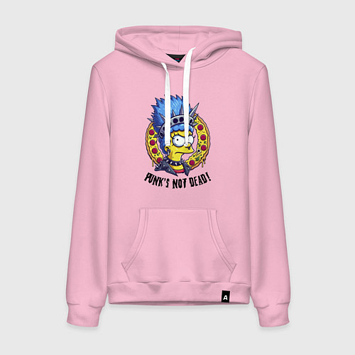 Женская толстовка-худи Мардж Симпсон на фоне пиццы - панк жив / Светло-розовый – фото 1