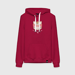 Толстовка-худи хлопковая женская Кошка принцесса в розовых очках super cool, цвет: маджента