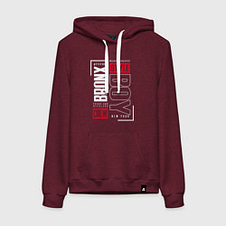 Толстовка-худи хлопковая женская Bronx style, цвет: меланж-бордовый