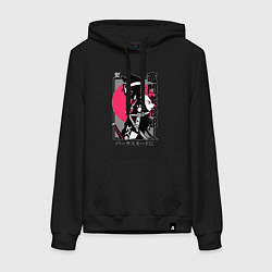 Толстовка-худи хлопковая женская Клинок рассекающий демонов - самурай, цвет: черный