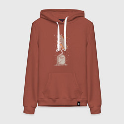 Толстовка-худи хлопковая женская Скейтер на кладбище, цвет: кирпичный
