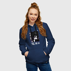 Толстовка-худи хлопковая женская Ериичи Тсугикуни и Кокушибо, цвет: тёмно-синий — фото 2