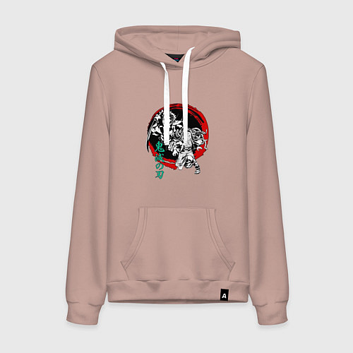 Женская толстовка-худи Клинок рассекающий демонов Незуко и Тандзиро круг / Пыльно-розовый – фото 1