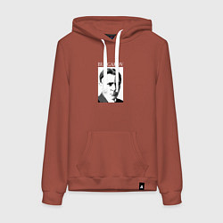 Толстовка-худи хлопковая женская Михаил Булгаков портрет, цвет: кирпичный