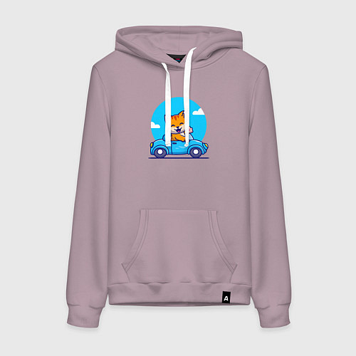 Женская толстовка-худи Котик водитель / Сиреневый – фото 1