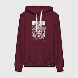 Толстовка-худи хлопковая женская Banger - horned skull, цвет: меланж-бордовый