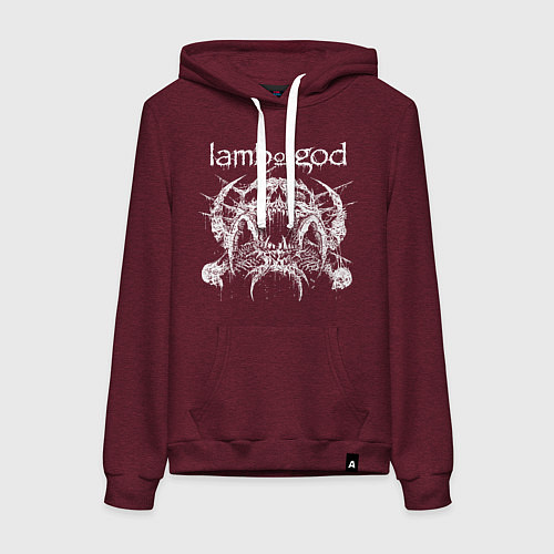 Женская толстовка-худи Lamb of god - skull / Меланж-бордовый – фото 1