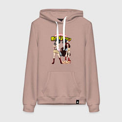 Толстовка-худи хлопковая женская Моя Геройская академия Момо героиня, цвет: пыльно-розовый