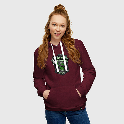 Женская толстовка-худи Slytherin emblem / Меланж-бордовый – фото 3