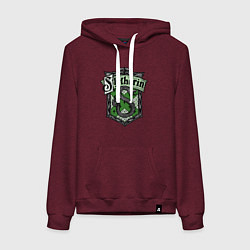 Толстовка-худи хлопковая женская Slytherin emblem, цвет: меланж-бордовый