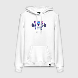 Толстовка-худи хлопковая женская Мышонок со штангой, цвет: белый